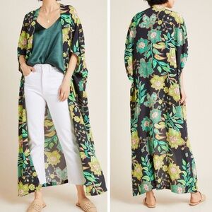 Anthropologie Bel Kazan Floral Duster Maxi Kimono